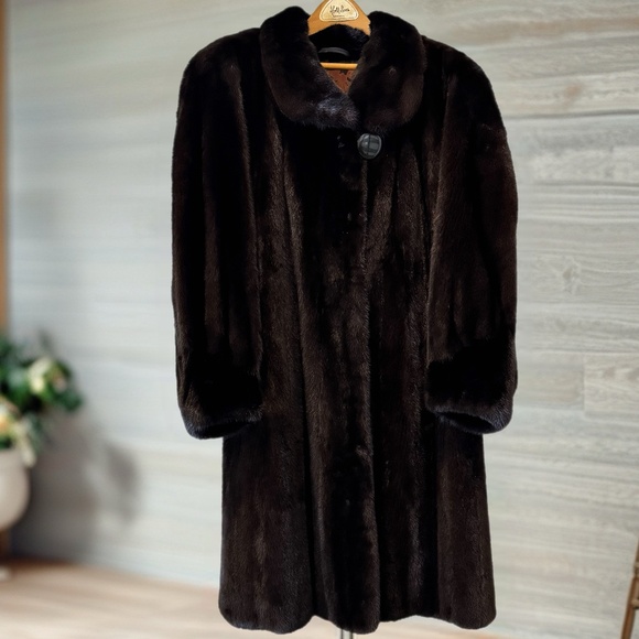 💎 Luxurious Vintage Mink Fur Coat - Leclair & Faucher, Montreal SZ L/XL - Picture 3 of 15